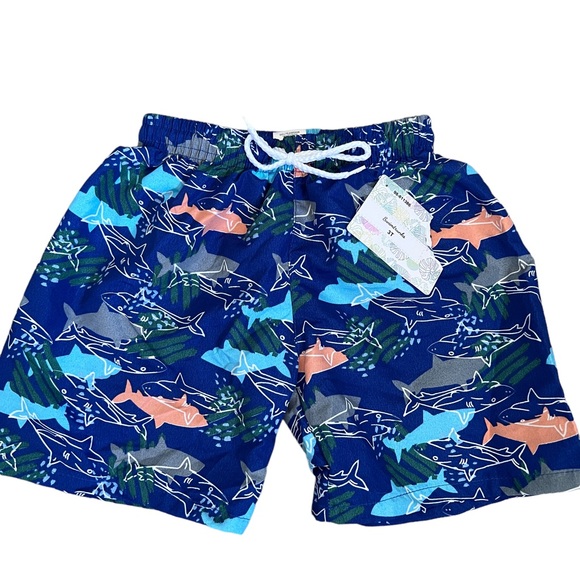 Boys Swim Trunks Blue Sharks Drawstring Various‎ Sizes 4T - Picture 11 of 14